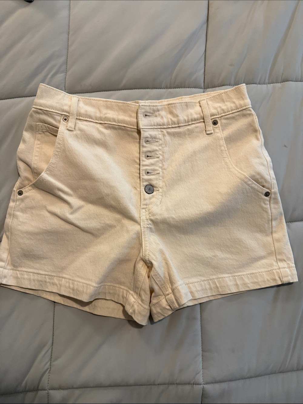 Banana Republic Factory Cream Button-Fly Denim Shorts